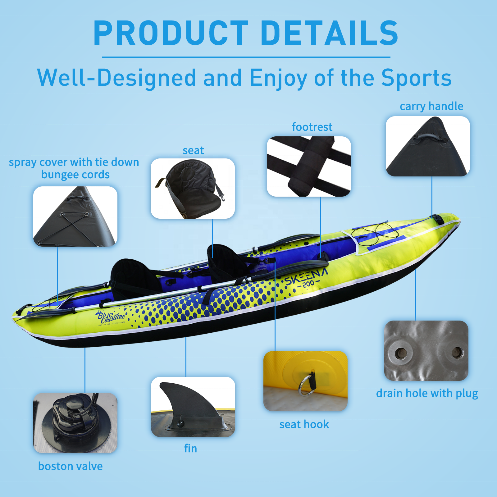 Adult Inflatable Fishing Canoe - Fishing Kayak Seat บทวิจารณ์และราคา