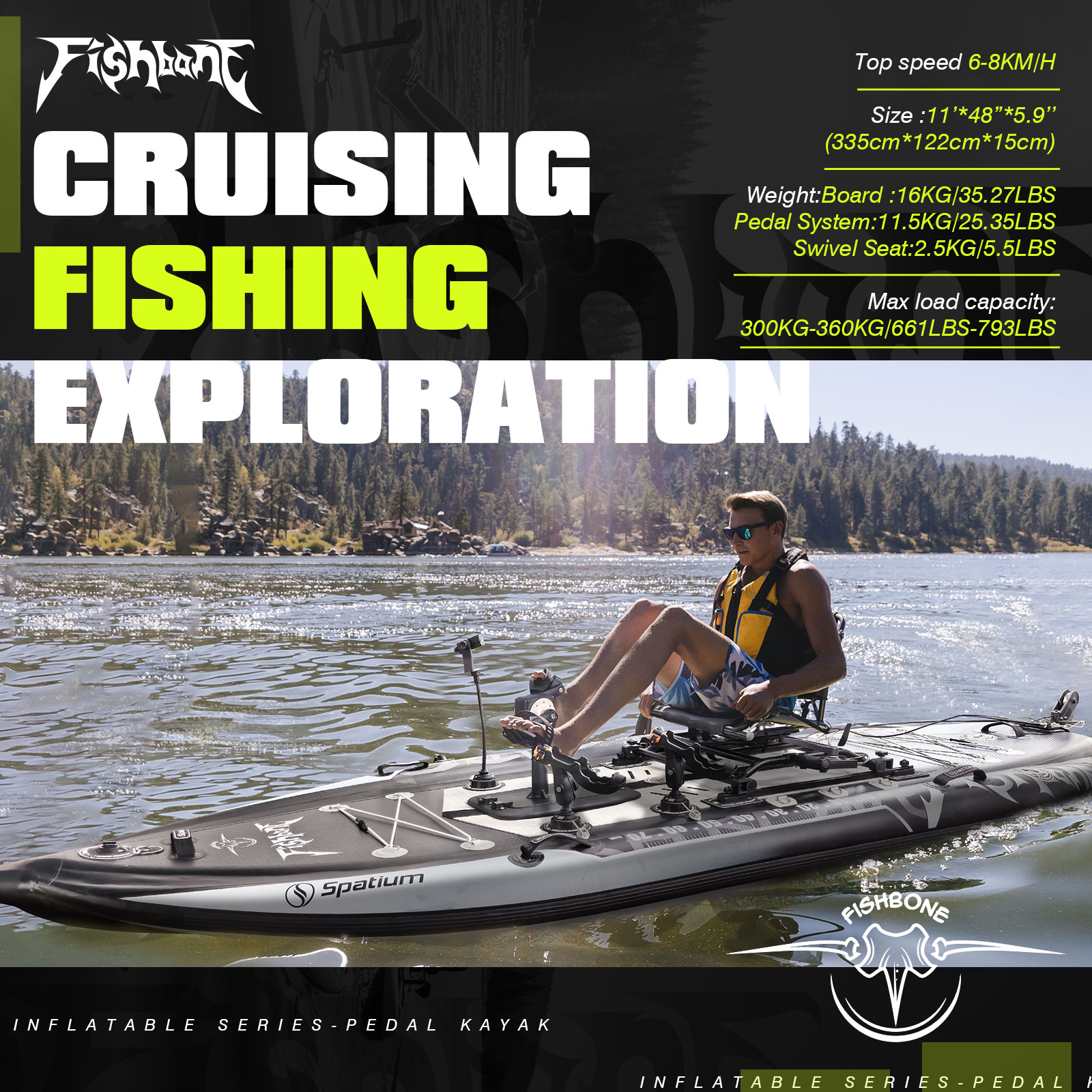 Spatium Pedal Kayak Inflatable - Fishing Kayak Pedal Drive บทวิจารณ์และราคา