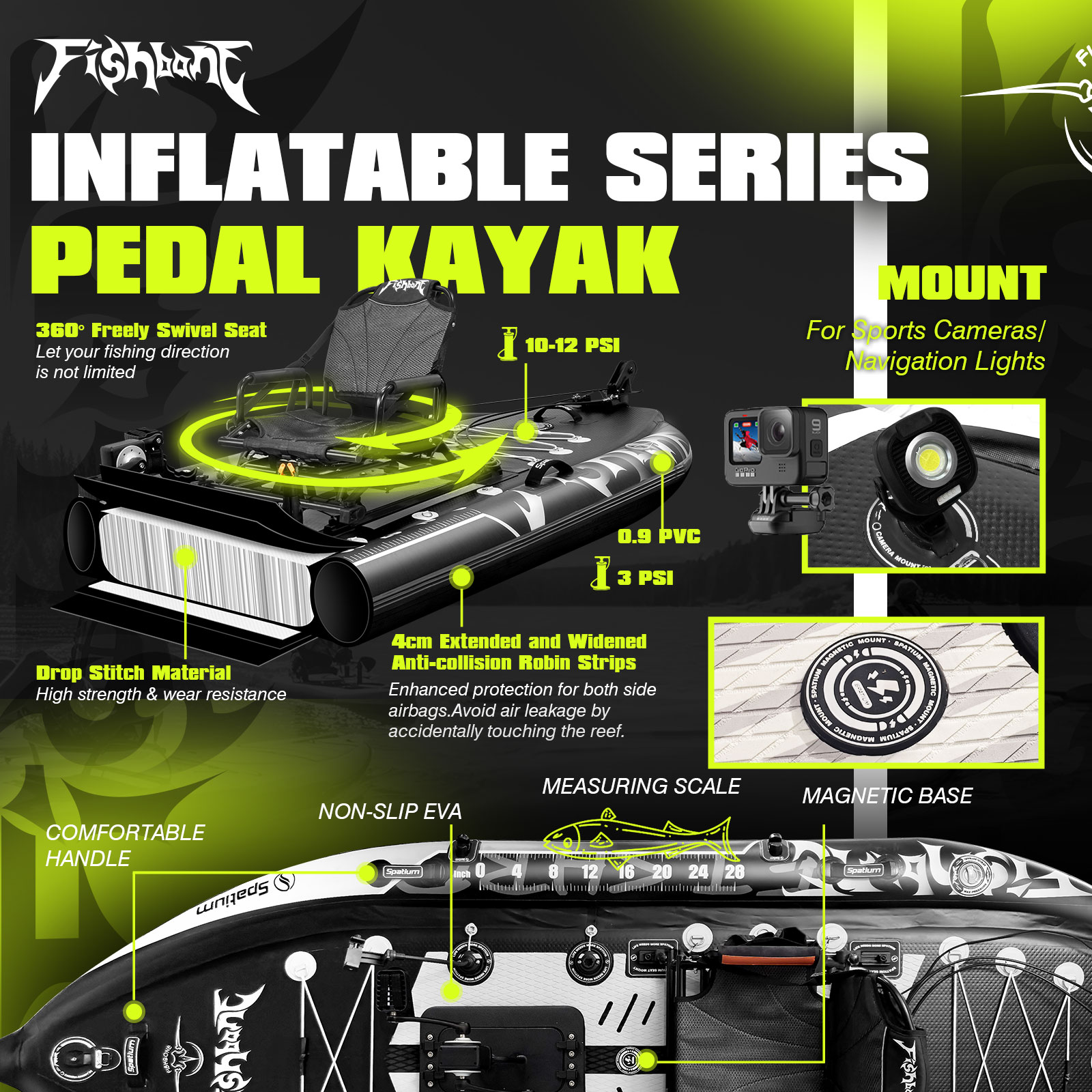 Spatium Pedal Kayak Inflatable - Fishing Kayak Pedal Drive บทวิจารณ์และราคา
