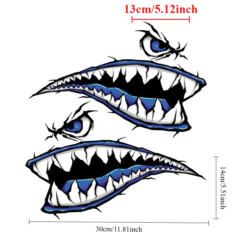 2PCS Shark Teeth Mouth Boat St - Fishing Kayak Sit On Top บทวิจารณ์และราคา